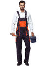 100% Bawełniane, zimowe spodnie na szelkach / Praca na szelkach i szelkach z kontrastowym kolorem pomarańczowym